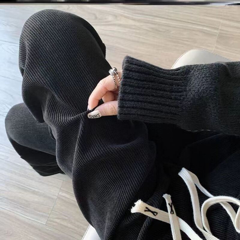 Spring and Autumn Explosions Solid Color Stretch Waist Casual High Waist Slimming Lazy Dagging Wide Leg Sports Straight Pants Ins Trendy Spring and Autumn Explosions Solid Color Stretch Waist Casual High Waist Slimming Lazy Dagging Wide Leg Sports Straight Pants Ins Trendy