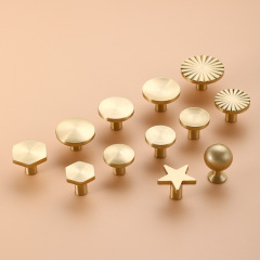 新中式北歐金色櫥櫃衣櫃門抽屜單孔小拉手黃銅櫃門實心拉手輕奢