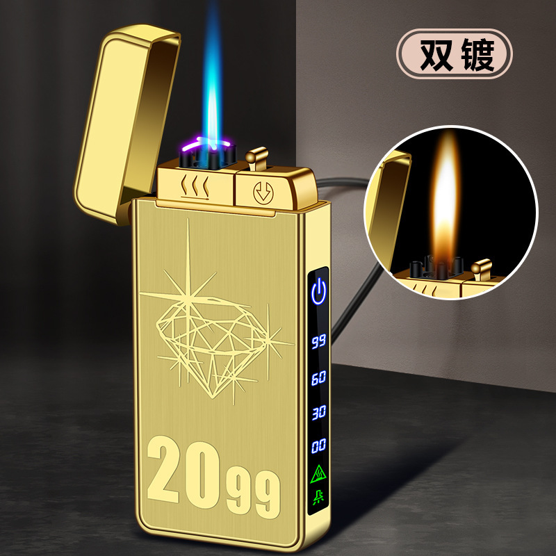 2021ガス電三火金属防風充電ライター個性創意ブーム彼氏プレゼントクロスボーダー|undefined