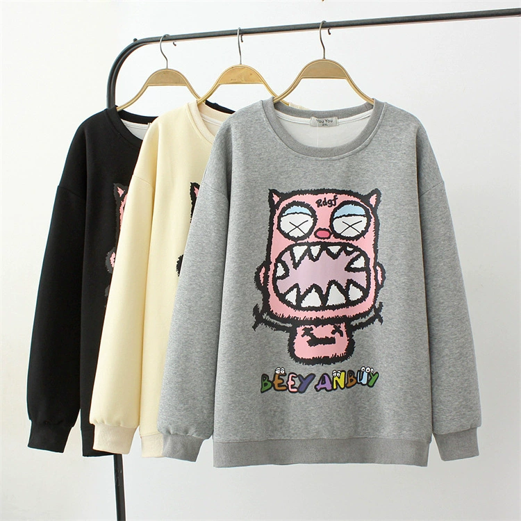 Осень 2023 Новая куртка больших размеров, универсальная тонкая Корейская повседневная куртка-свитер с круглым вырезом и принтом для полных девочек 852