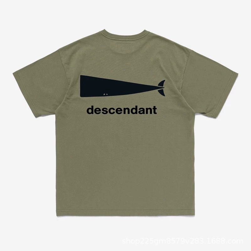 DESCENDANT DCDT CETUS Toru Nishiyama Японский тренд большой кит назад принтованный повседневный свободный футболка