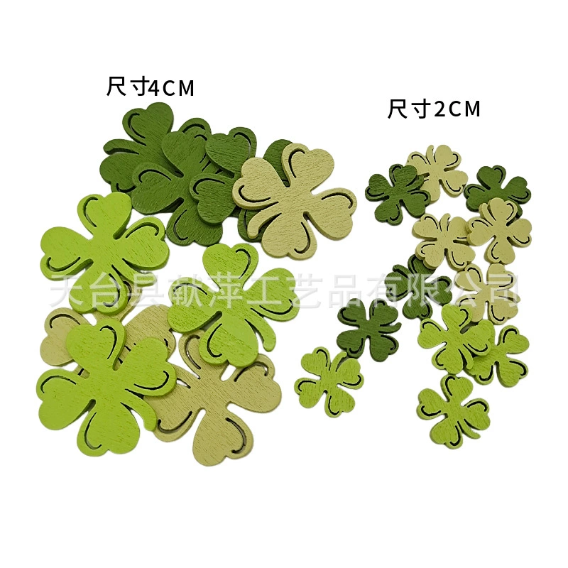 Деревянный ирландский фестиваль Клевер Деревянные щепки Святого Патрика Праздничная вечеринка украшения Клевер Деревянные щепки