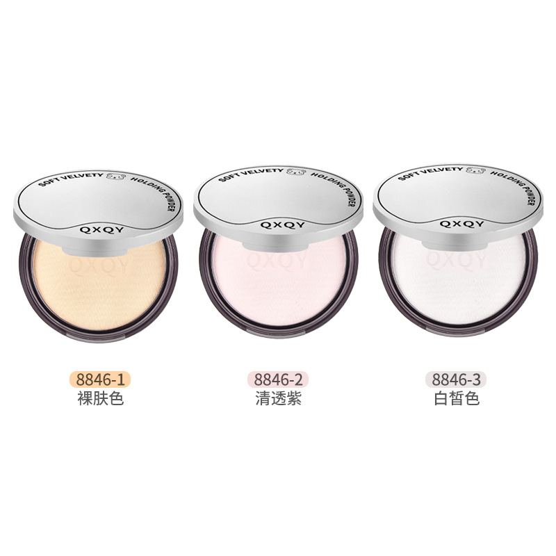 QXQY suave veludo polvo de maquillaje, polvo de maquillaje natural suave opacificante mate, polvo de maquillaje seco, polvo de maquillaje