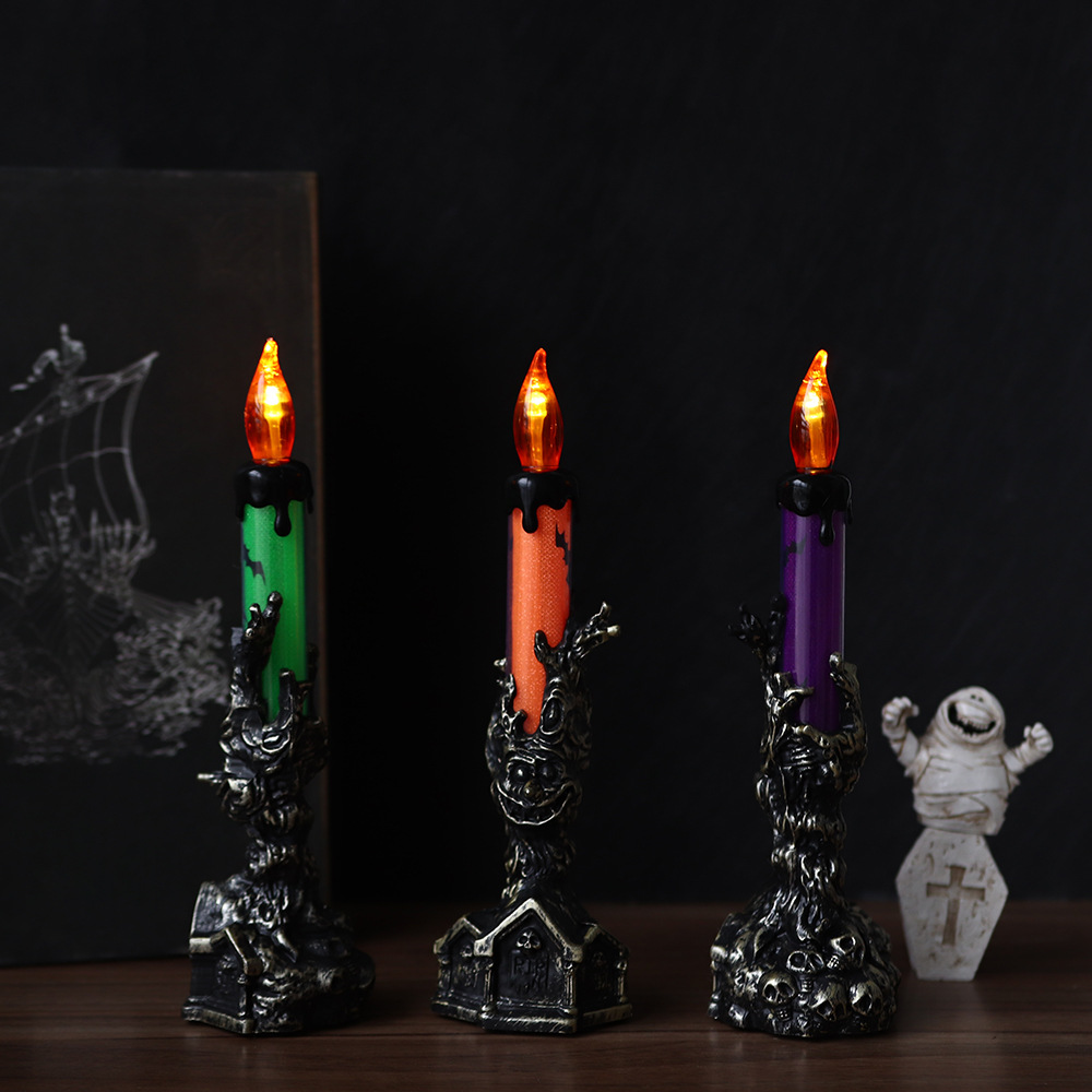 Lámpara de la tumba de Halloween vela de mano baja decoración de la atmósfera props lámpara de noche LED lámpara de calabaza luminosa electrónica