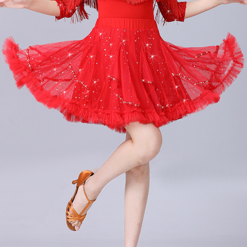 Latin dance skirt spring new practice clothes short skirt dance skirt professional performance clothing sequined square dance skirt