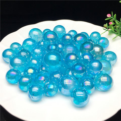Blue Plated Natural Crystal Ball, Electroplated Seven Rainbow Round Colorful Crystal Ball DIY Jewelry Accessories Wholesale