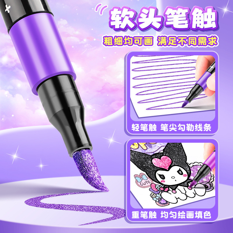 Color verdadero blando puntero flash puntero luminoso puntero de dibujo brillante estrella tinta puntero flash de doble cabeza