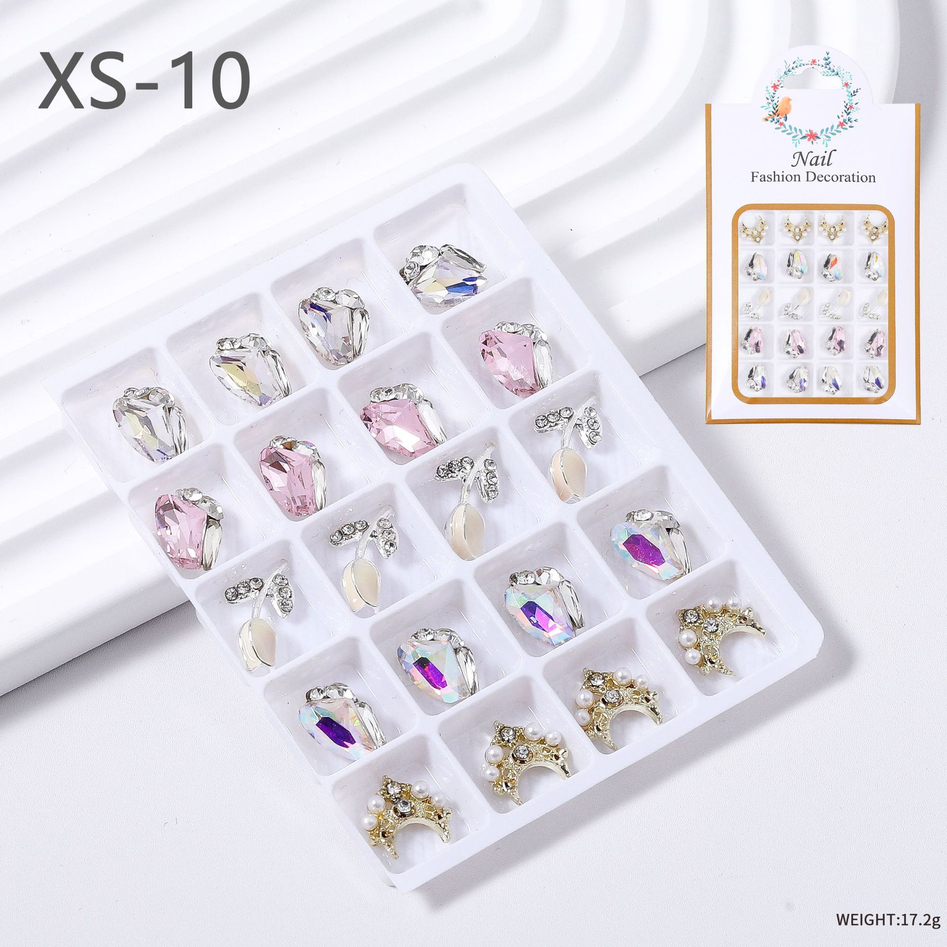 Especial transfronterizo para uñas mixtas, joyería de aleación, arco de cristal, pila de diamantes, accesorios de decoración de uñas tridimensionales al por mayor