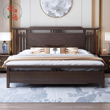新中式实木床1.8米主卧室双人大床现代简约1.5米中国风高箱储物床