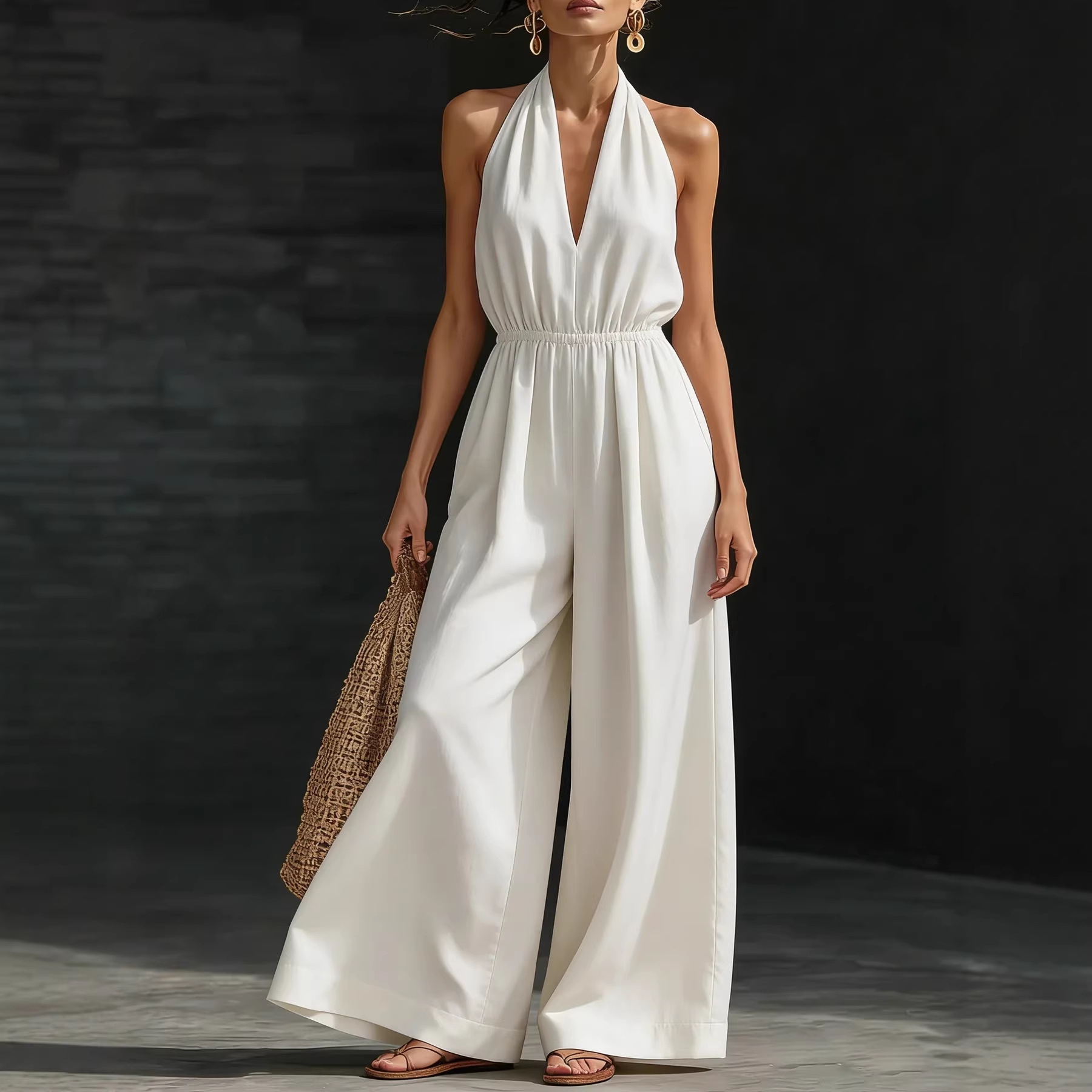 2026 verano nuevo estilo europeo y americano V-collar chaleco de cuello de diseño femenino temperamento estilo de viaje de moda francés