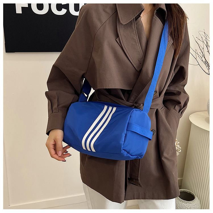 165g Weight Polyester Lining Material Sewing Thread Fashion Element Zipper Closure Type Single Shoulder Strap Strap Type Crossbody Bag Bags Type Daily, Sports Occasion Nylon Material Solid Color Pattern All Seasons Season Women's Gender Classic Style Style Cylindrical Shape Medium Size Women's Medium Nylon Solid Color Classic Style Sewing Thread Cylindrical Zipper Crossbody Bag 5