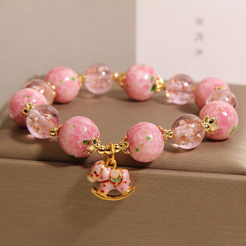 Nueva pulsera china de cristal de flor de cerezo para mujer, lujo ligero, brazalete de cristal de vidrio luminoso de alta gama para novias