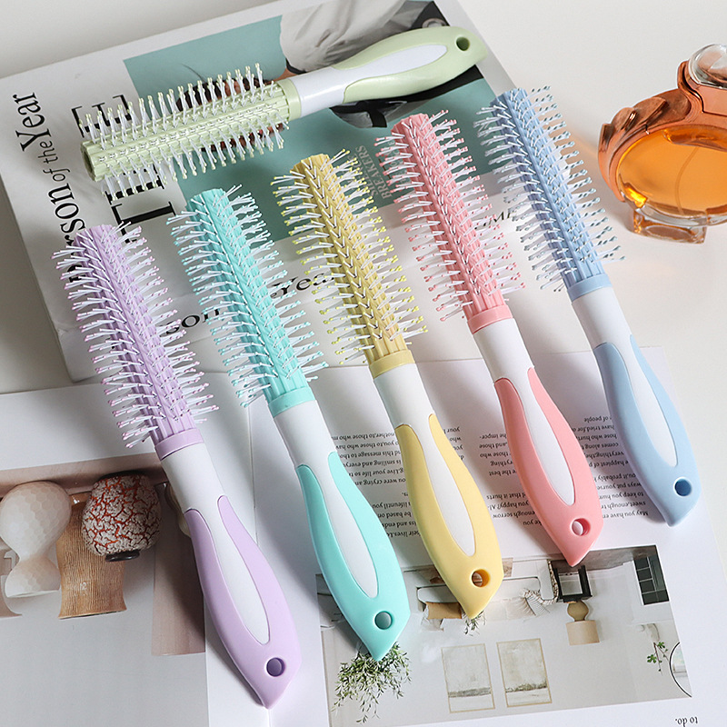 家用卷发梳子批发男女气垫气囊按摩梳排骨梳内扣造型美发圆筒滚梳