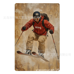 Wall Old Decoration Retro Decoration Outdoor Ski Pattern Poster Photo Frame Tin Painting