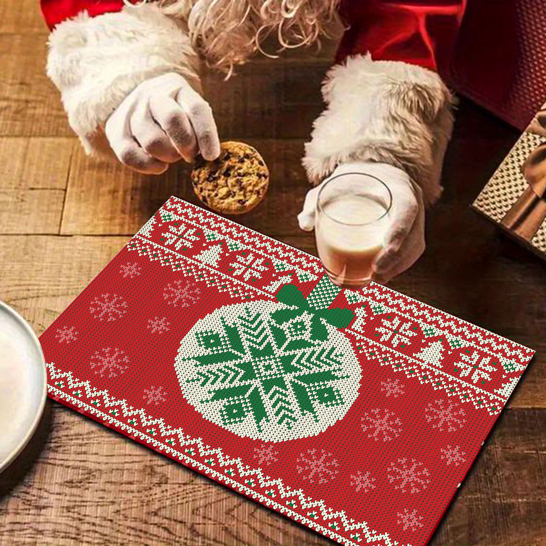 Christmas placemats coasters Christmas decoration placemats hotel restaurant family can be used for placemats_voghion.com