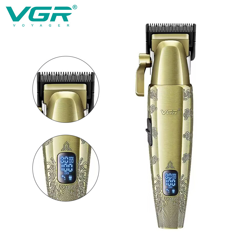 VGR036 Professional Metal Hair Clipper for Men Digital Display Electric Rechargeable Trimming Tool High Power Salon Quality_voghion.com