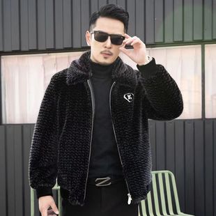 High-end Gold Mink Fleece Jacket Haining Fur Men's Mink Fur Coat Winter 2024 New Arrival Mink Men's Coat