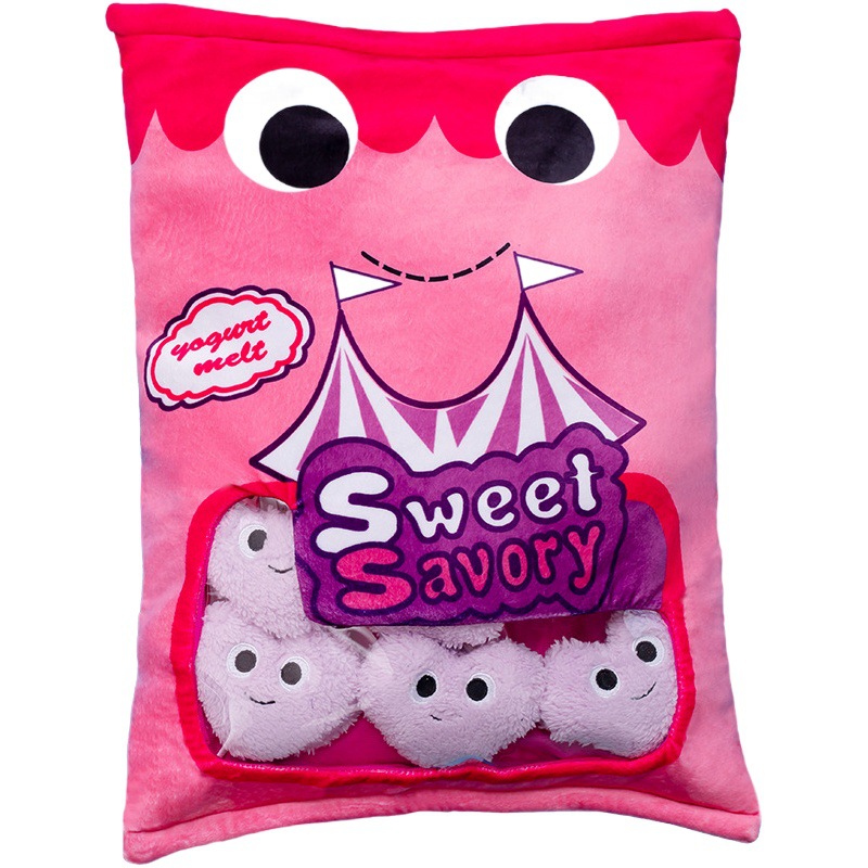 Transfronteriza una bolsa de galletas amor frijoles solubles snack almohada murciélago lleno de juguetes de peluche una bolsa de murciélago Muñeca