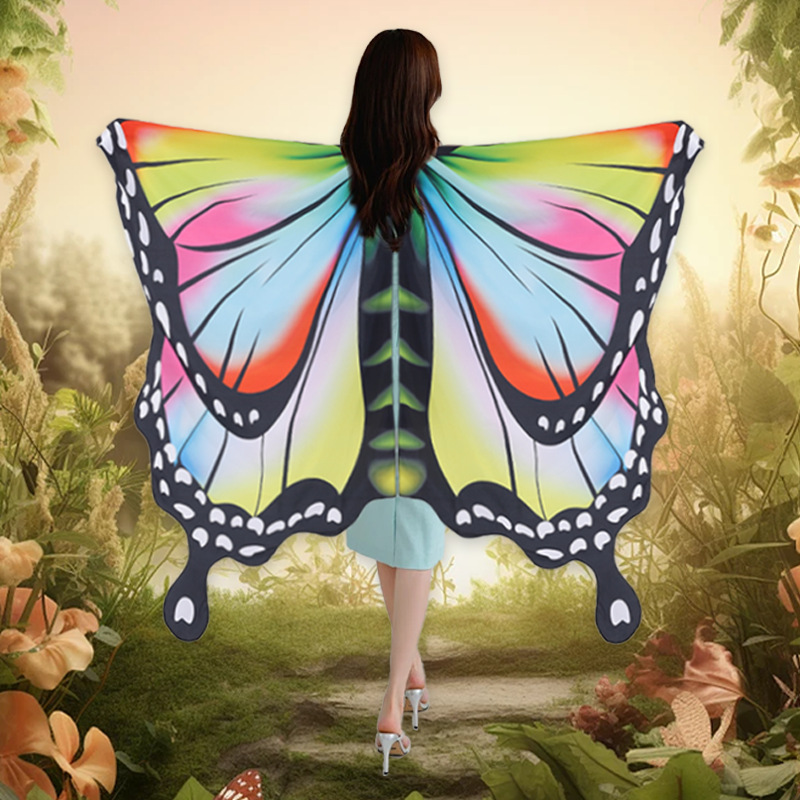 Capas de Halloween, alas, mariposas, capas de punto, danza del vientre, chal giratorio, luces transfronterizas.