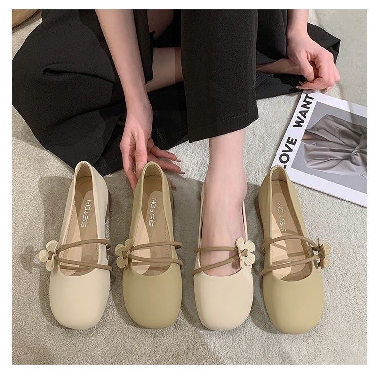 Cuero suave estilo francés nueva suela ultra suave zapatos de sol único temperamento suave zapatos de mujer con base plana