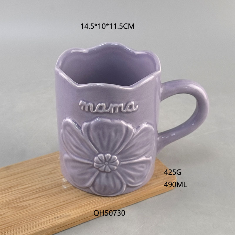 Transfronterizos mano flor insins corazón de niña estereoscópio relieve tulipas campanas de viento flor de cerámica taza de regalo de vacaciones