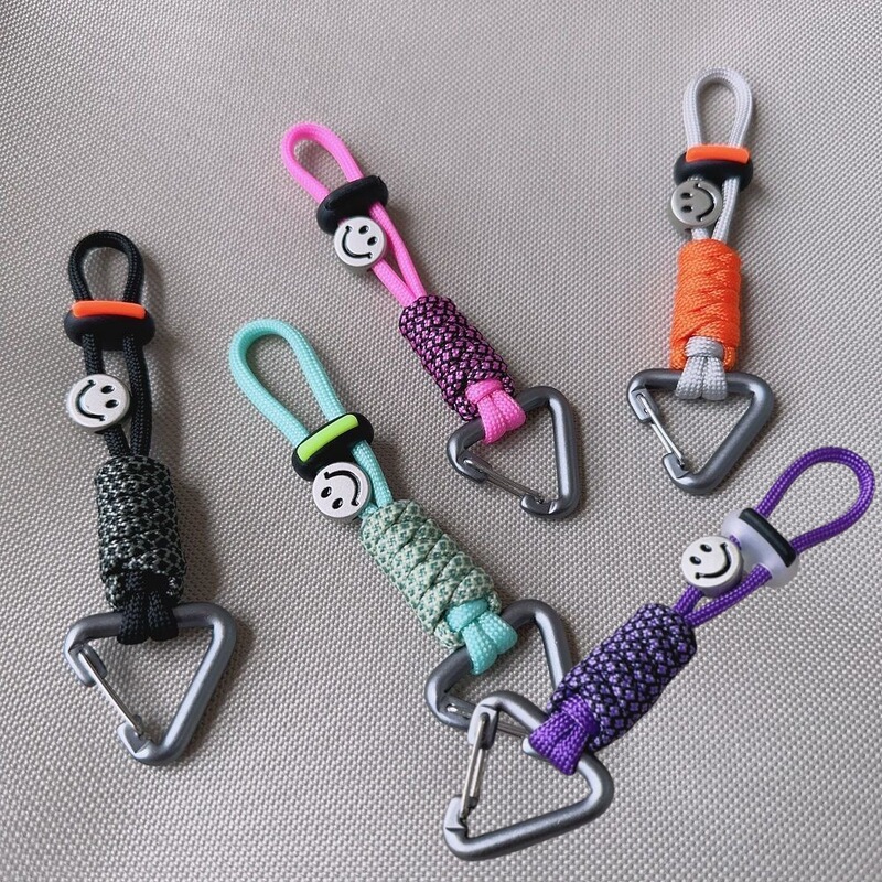 Paracord Braided Dopamine Style Mobile Phone Lanyard Anti-Lost Aluminum Alloy Portable Car Keychain Cute Pendant