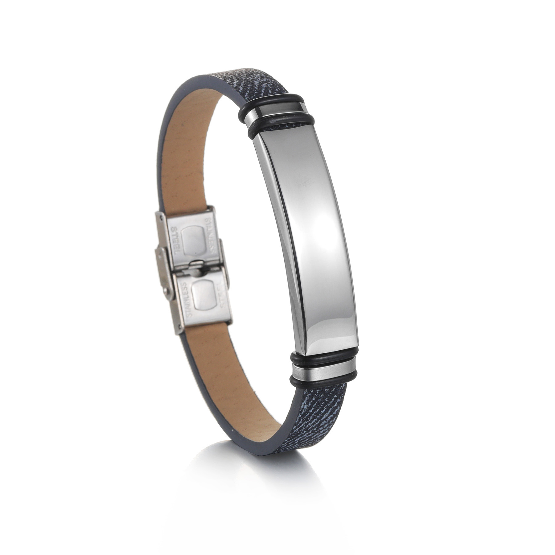 Men's Gender Simple Style Round Customization Laser Engraving Stainless Steel Polishing Men's Wristband Men Cuff & Bangle