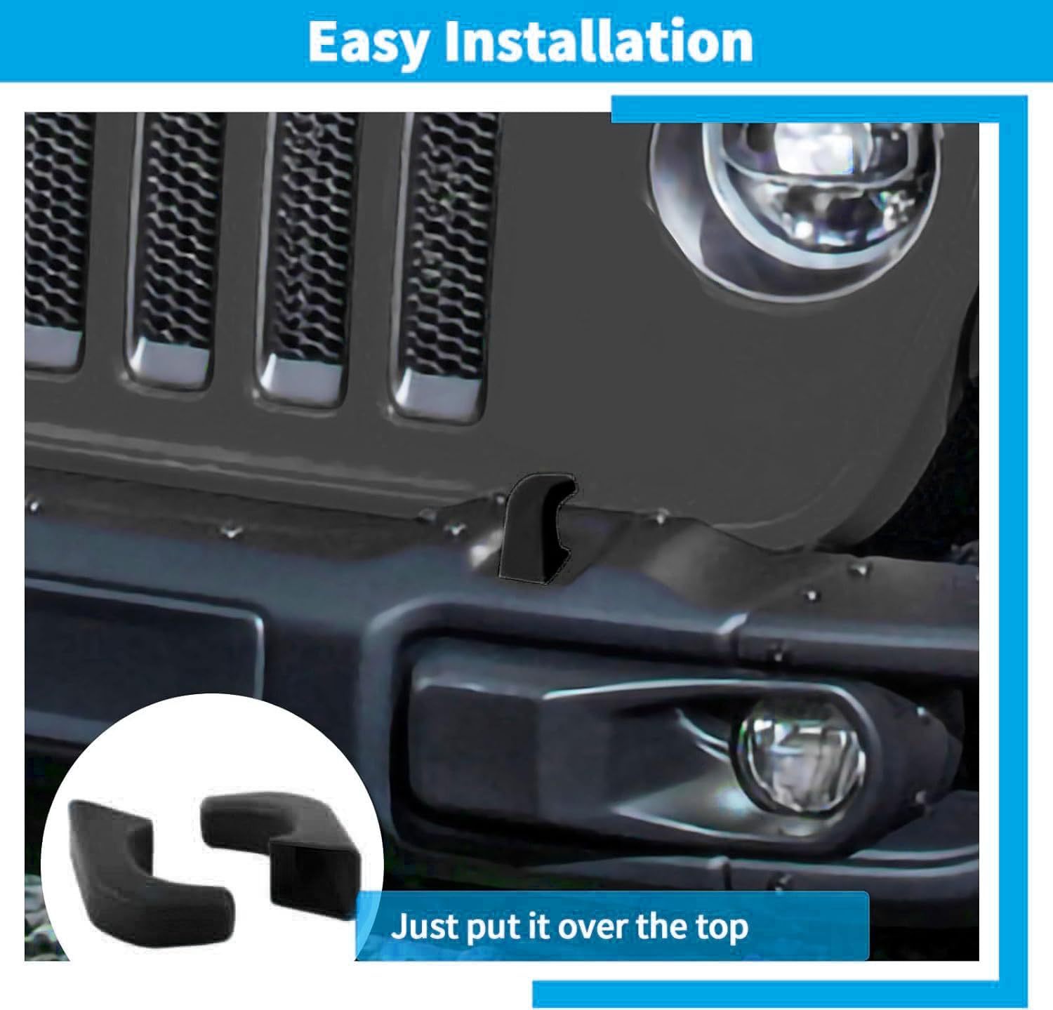 Suitable for 07-23 Models Jk Jl Jt Wrangler Front Bumper Tow Hook Cover, Tow Hook Protector, Tow Buffer Block