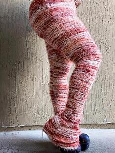 T 52350 Colorful Stripe Furry Pants ��ʗl�yëëѝ�W����