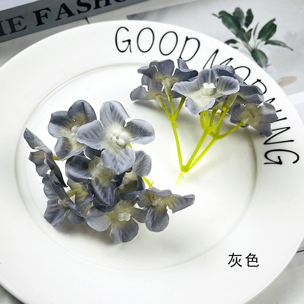 Pintura al óleo de imitación de hidrenias DIY9 cabeza tela de seda falsa flor tocado de flores de pinza material de diseño floral decoración de fotografía del hogar