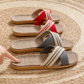 亚麻拖鞋家用厚底草编夏季男女士凉拖鞋居家居室内防滑不臭脚批发