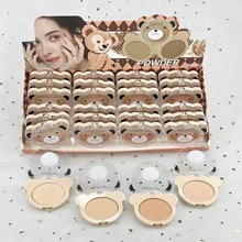 跨境BKGERBOWE卡通可爱小熊高光粉饼脸部提亮闪粉四色高光