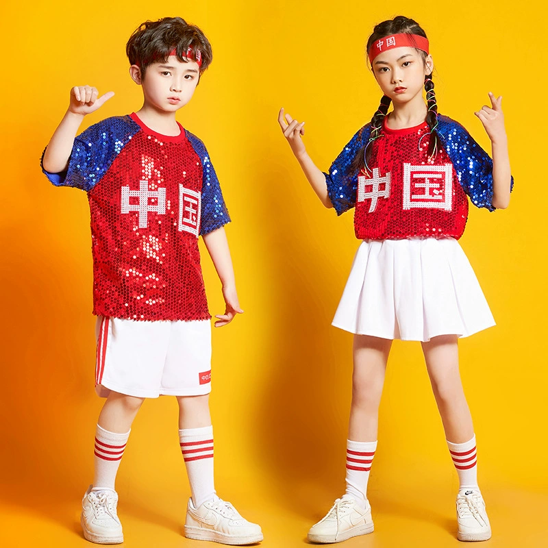 Национальный день Детские костюмы для Черлидинга Национальный костюм Tide Ученики начальной школы Летние игры Костюмы для Черлидинга
