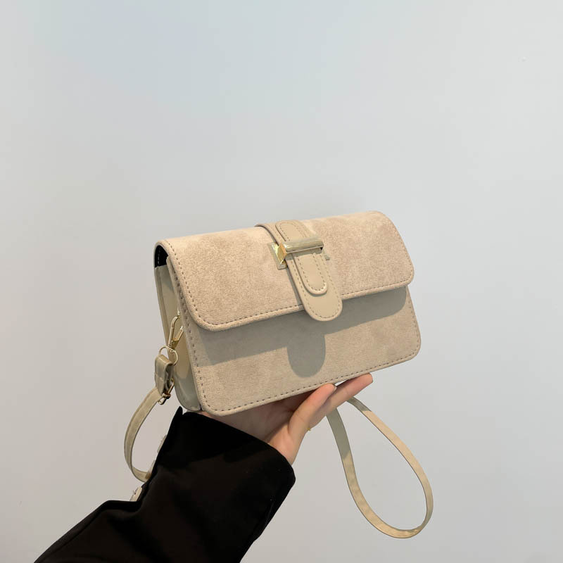 Bolso bandolera de un solo hombro con textura de alta calidad de gamuza de moda coreana 2025 primavera nuevo bolso cuadrado pequeño para el trabajo y los viajeros