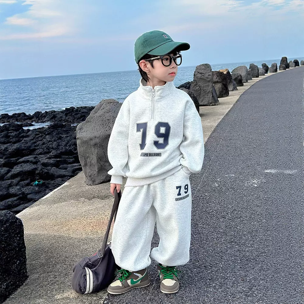 童话记忆春秋新款中大童装儿童韩版Polo领运动卫衣套装男童两件套