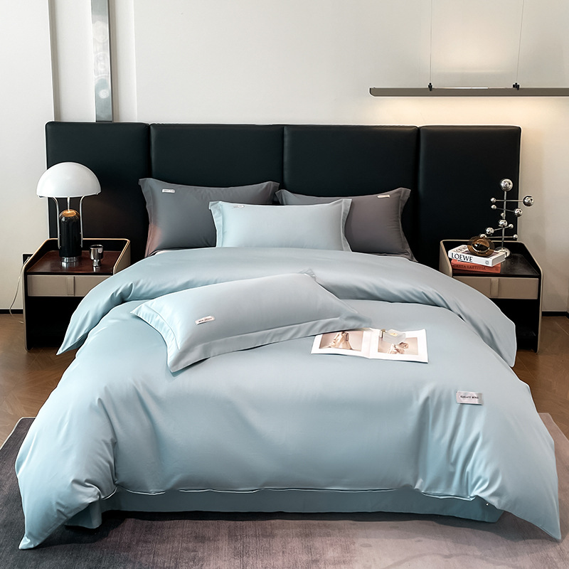 Juego de cuatro piezas de algodón de fibra larga, modelo nuevo 2024, 60 unidades, funda nórdica totalmente de algodón, estilo de sábana bajera individual, estilo de lujo ligero.