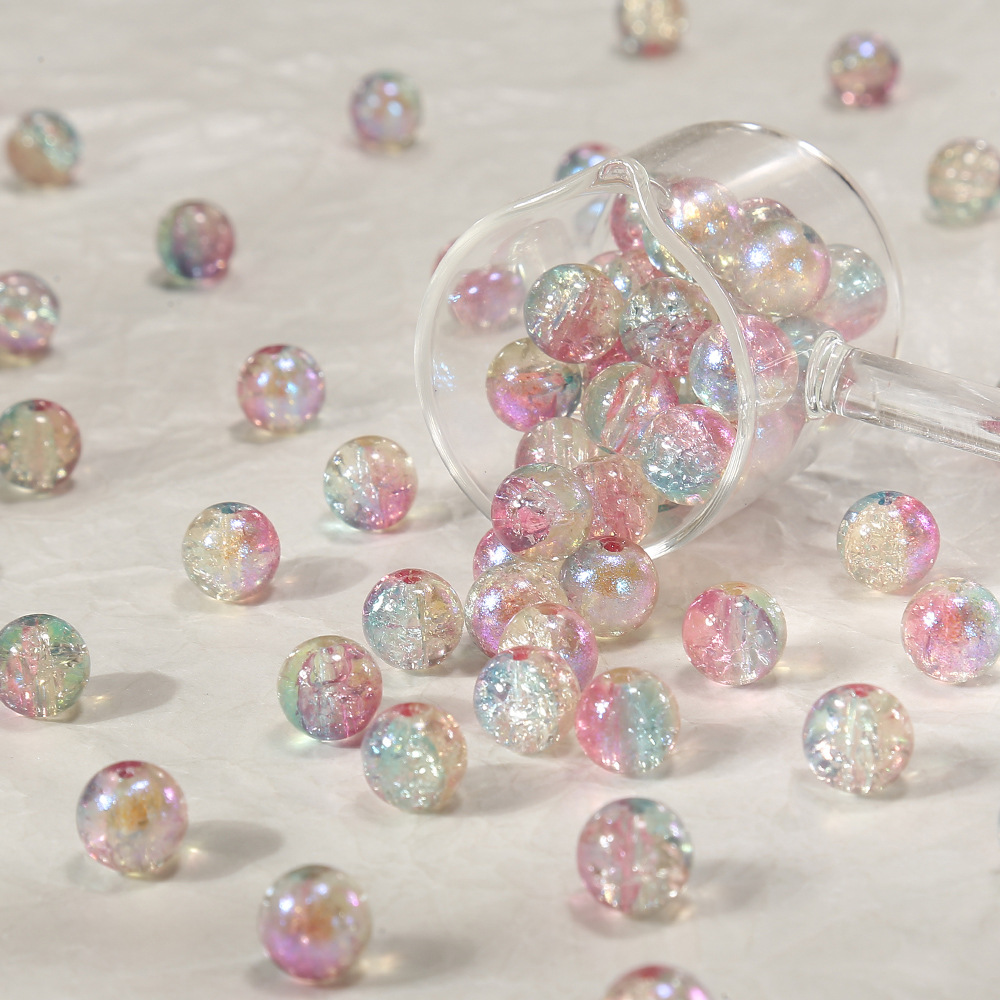 10mm【玄夜月色】细闪琉璃爆花珠手工diy手链串珠散珠饰品配件