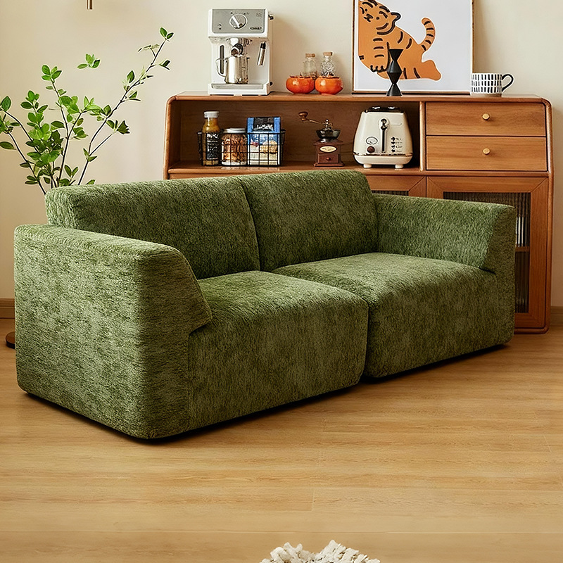 Fabricación de compresión transfronteriza vacío sofá crema de viento sala de estar línea directa doble tofu sofá esponja pura