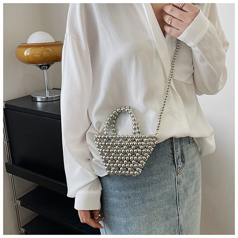 Borsa a tracolla con perle mini borsa a mano da donna_voghion.com