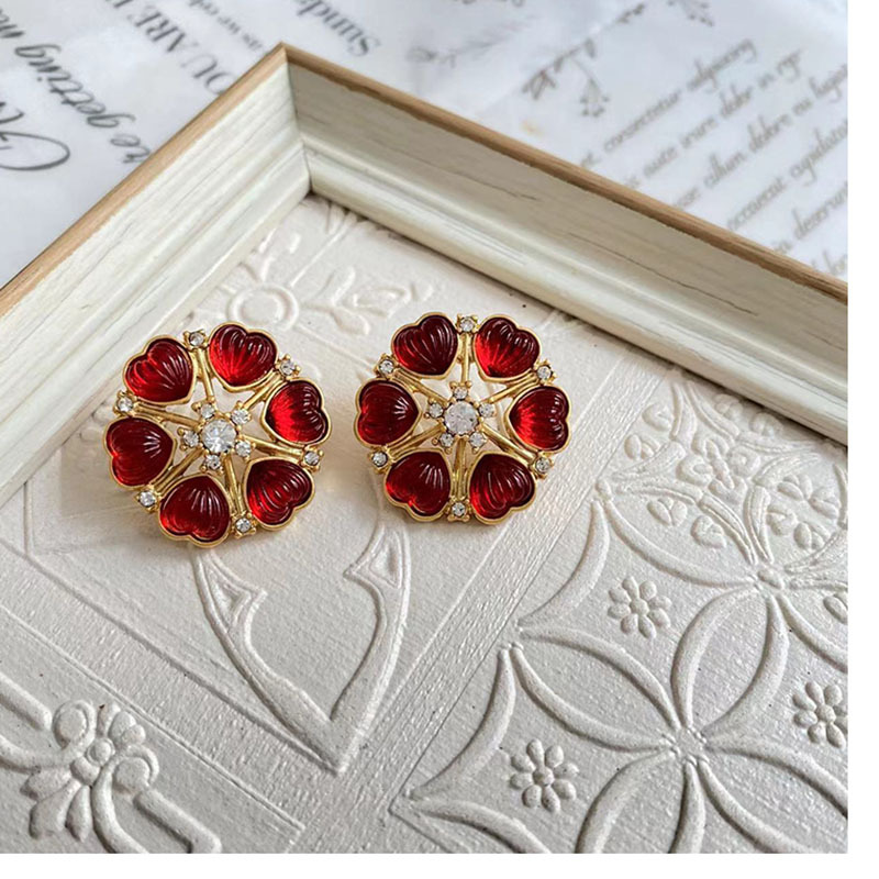 Retro Flower Alloy Plating Rhinestones Women's Earrings Necklace display picture 2