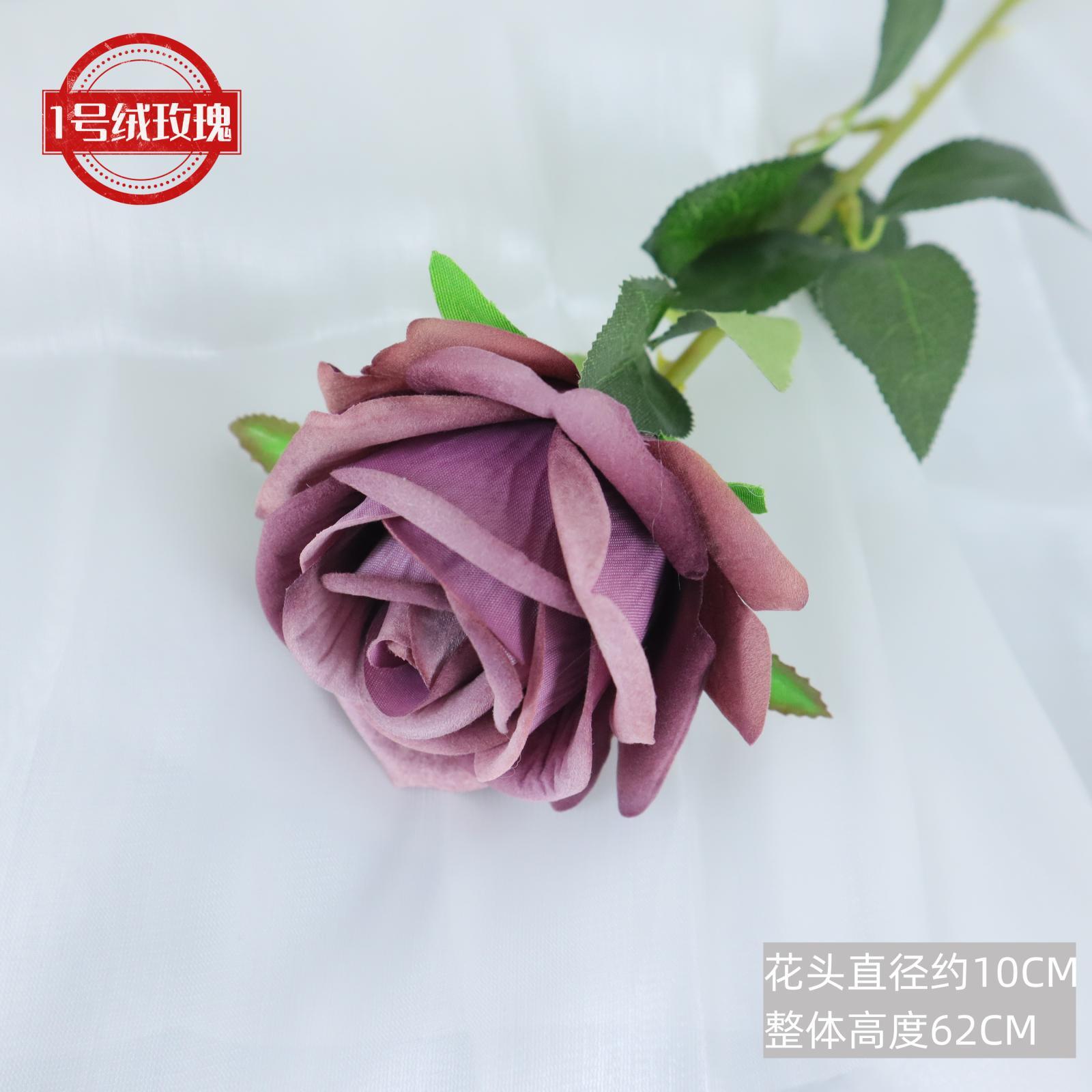 Rosa artificial sensación franela Rosa flor artificial ramo de la boda flor artificial Flor de seda hogar de gama alta al por mayor