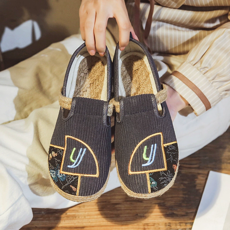 Старая пекинская обувь из ткани женская идиллическая вышивка из льна