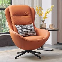 意式轻奢懒人沙发旋转椅设计师休闲办公洽谈北欧高背单人转椅沙P^