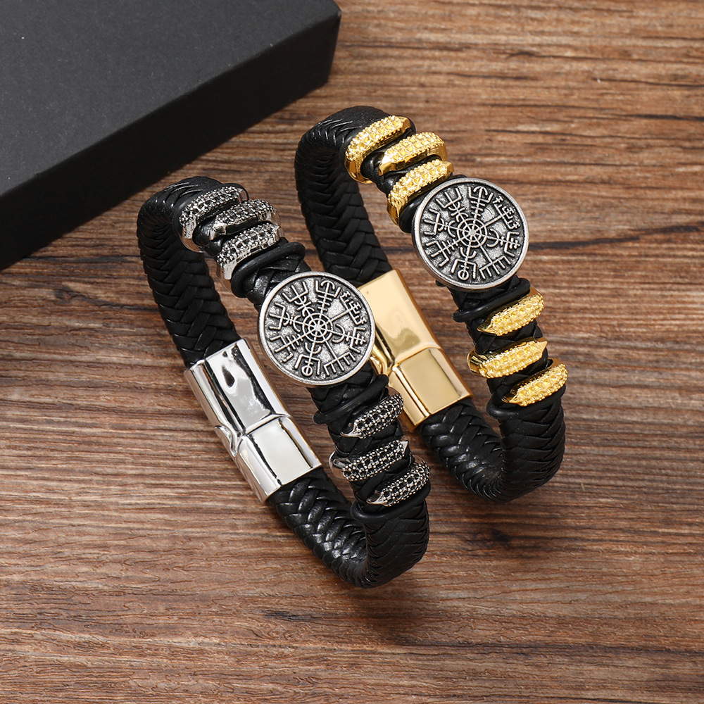 All Seasons Season Men's Gender Retro Geometric Alloy Handmade Men's Bangle Men Cord & Leather Bracelets