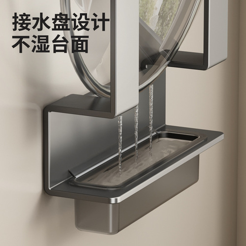 Pot lid rack kitchen punch-free gun ash wall-mounted with drain plate cutting board household kitchen supplies storage rack