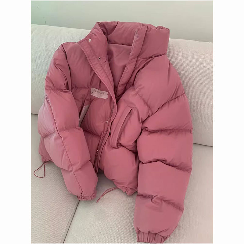 新年战袍粉色羽绒服女短款加厚保暖时尚减龄面包服新款冬季外套