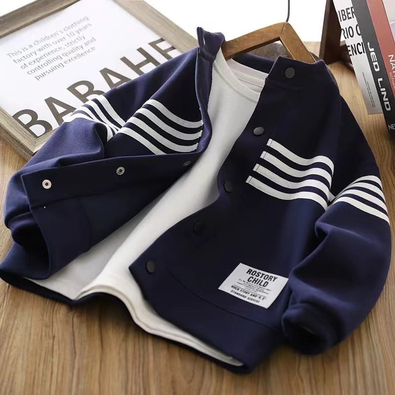 New girls' baseball jacket for spring and autumn, new Chinese-style boys' coat, sports casual children's cardigan sweatshirt, trendy