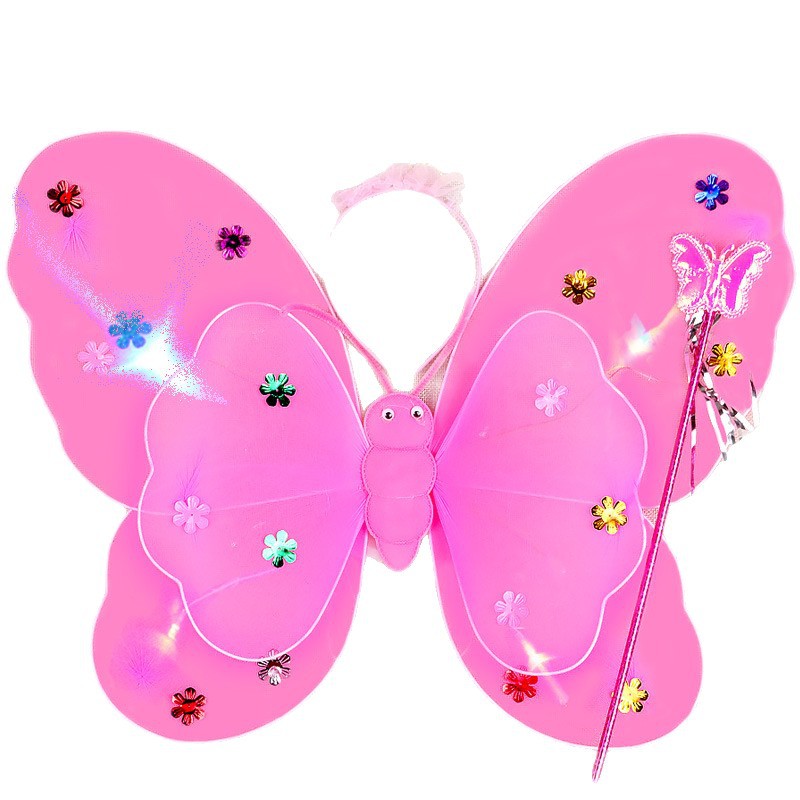 Set de Alas de Mariposa Luminosas Set de 3 Piezas de Poliéster, Luminoso para Día del Niño y Cosplay