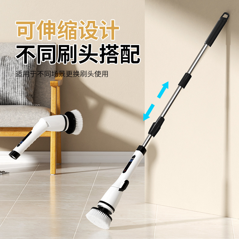 无线电动清洁刷多功能长柄缝隙刷刷头厨房塑料清洁厕所刷旋转拖把|undefined
