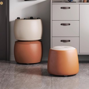 Shoe-Changing Stool at the Entrance, Small Sitting Stool, Living Room Sofa, Genuine Leather Stool, High-End, Simple and Casual Household Small Stool